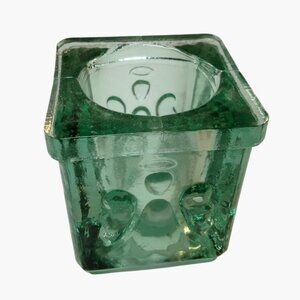 Candle Holder Angel Square Green Recycled Glass Spain
